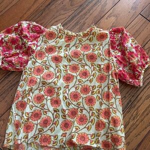 THML Floral Print Blouse with Pink and Green Accents